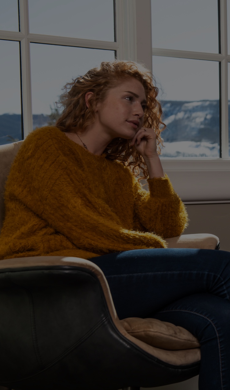 Woman sitting listening