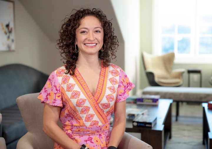 APN client, Ashley, smiles for an interview about her experience in treatment.