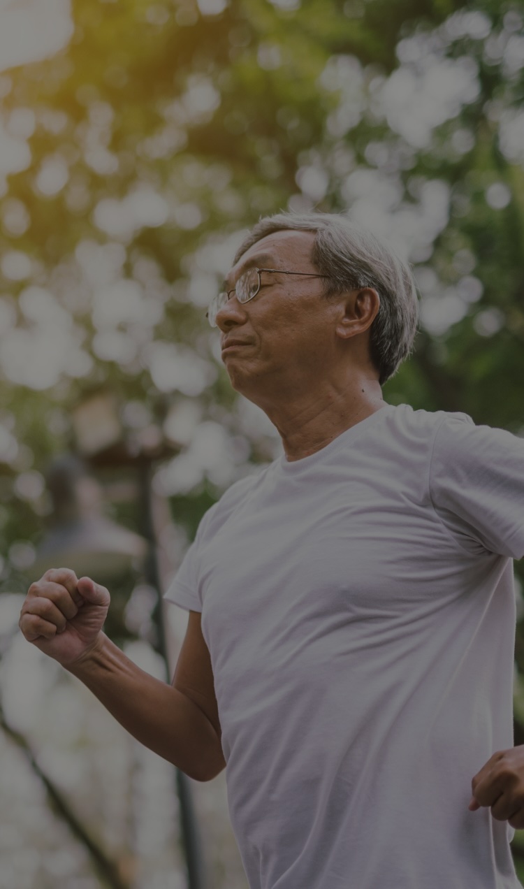 A man works out outside.