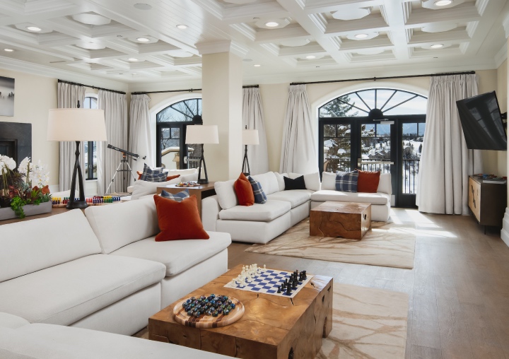 Couches, games, and televisions in the APN Lodge Lobby