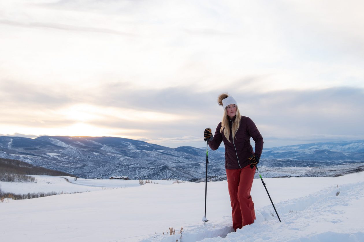a woman skiing