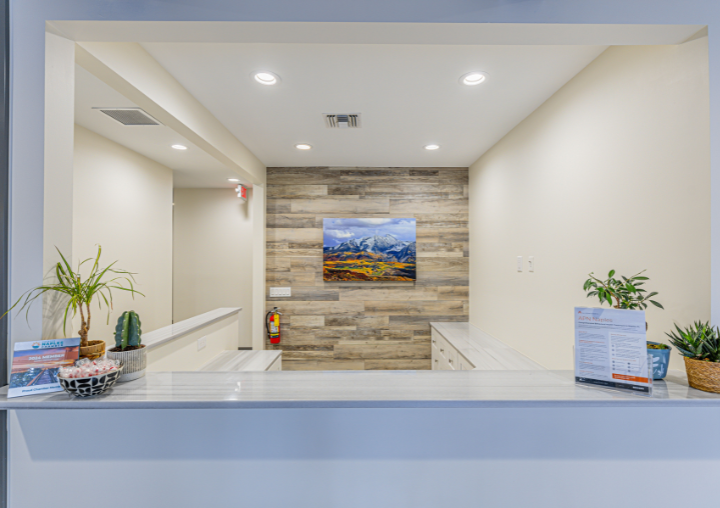 The front desk at APN Naples in Naples, Florida.