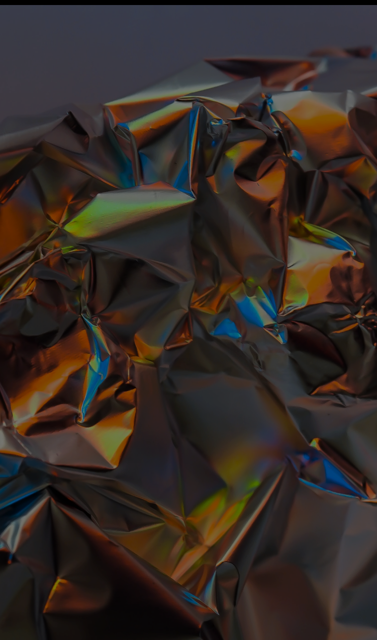 An abstract crumpled piece of gold material.