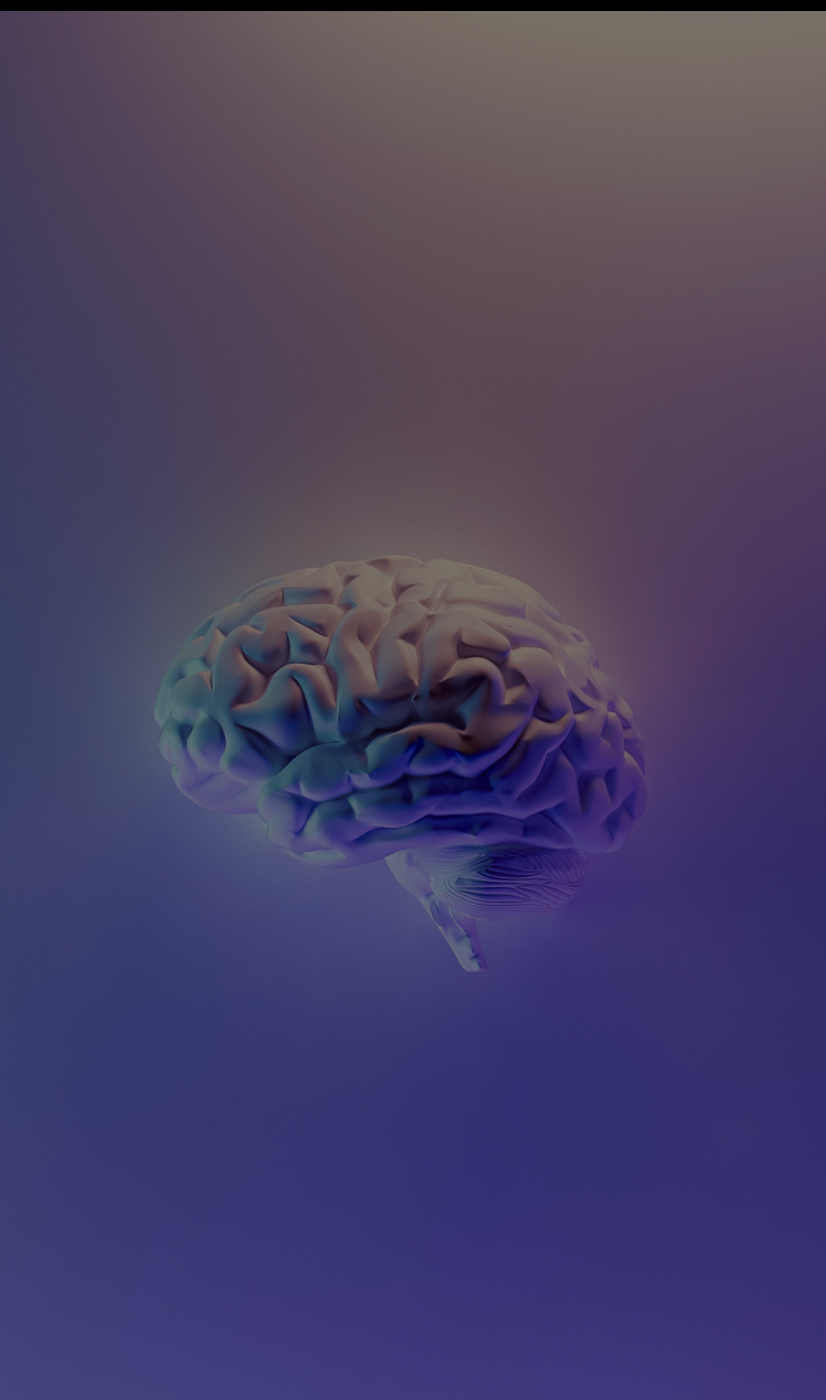 An image of a brain with a purple background.