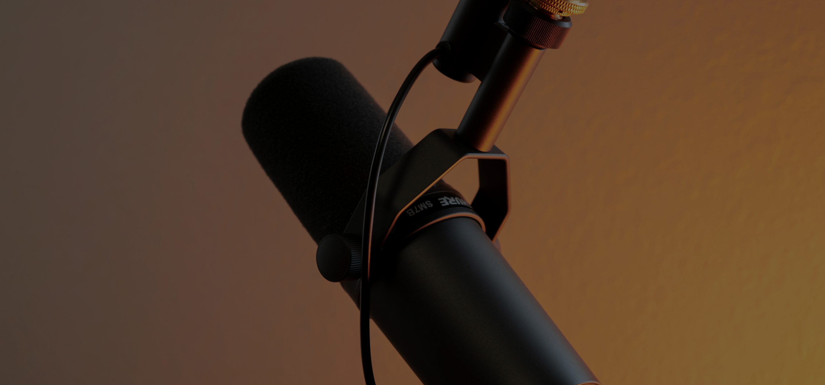 A close up image of a podcast microphone.